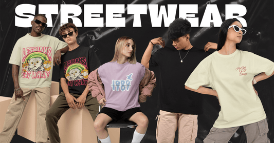 Group of diverse young adults wearing oversized streetwear tees showcasing the Ultimate Expert Guide Streetwear Culture India