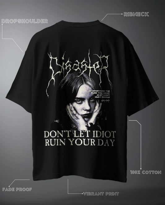Black Billie Eilish Oversized T-shirt Dropshoulder with graphic print and text design by WEEBTOON