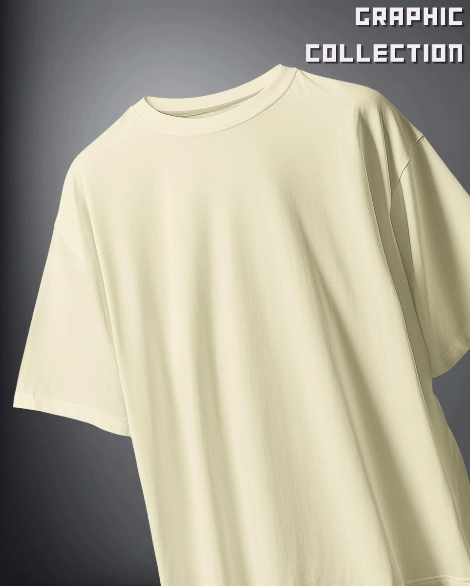 WEEBTOON oversized graphic T-shirt in plain light beige with a relaxed fit and crew neckline
