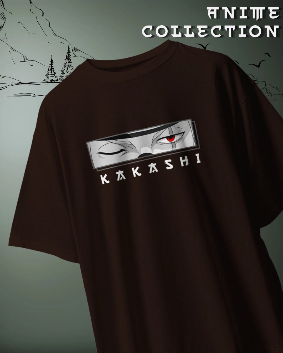 Kakashi Naruto Oversized T-Shirt from WEEBTOON featuring Kakashi's eye design in anime collection