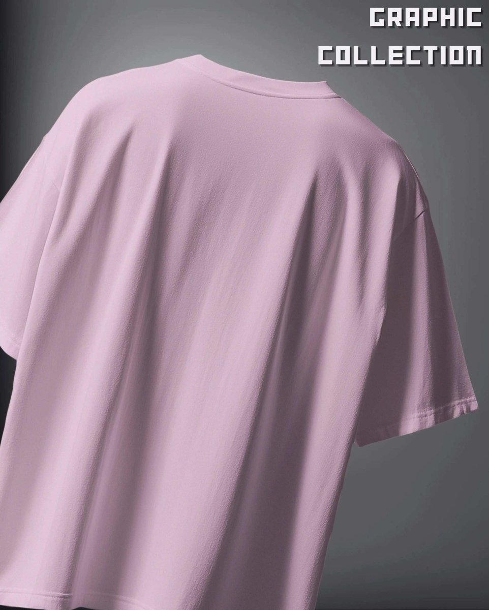 Back view of a plain light purple Lesbians Eat What Oversized Graphic T-Shirt by WEEBTOON with relaxed fit
