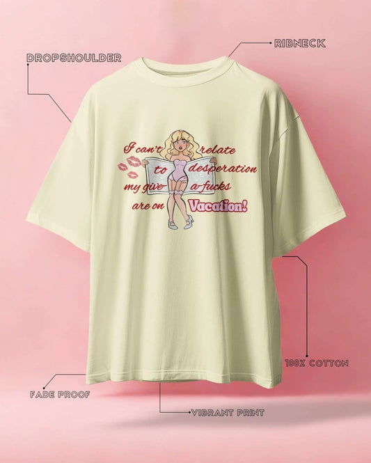 WEEBTOON Sabrina Carpenter Give-a-Fucks Oversized T-shirt beige color