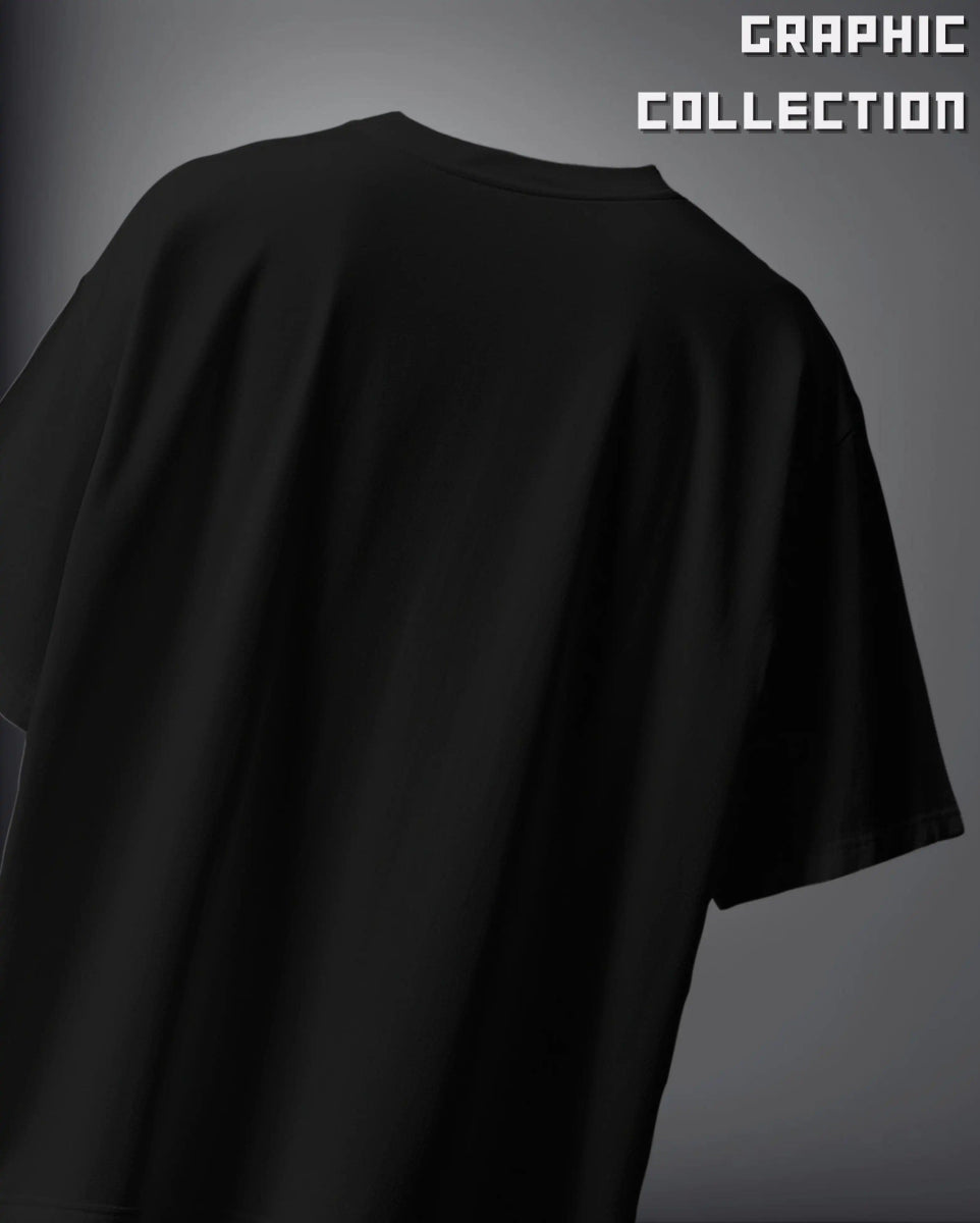 Black WEEBTOON graphic oversized T-shirt with a relaxed fit and plain back design