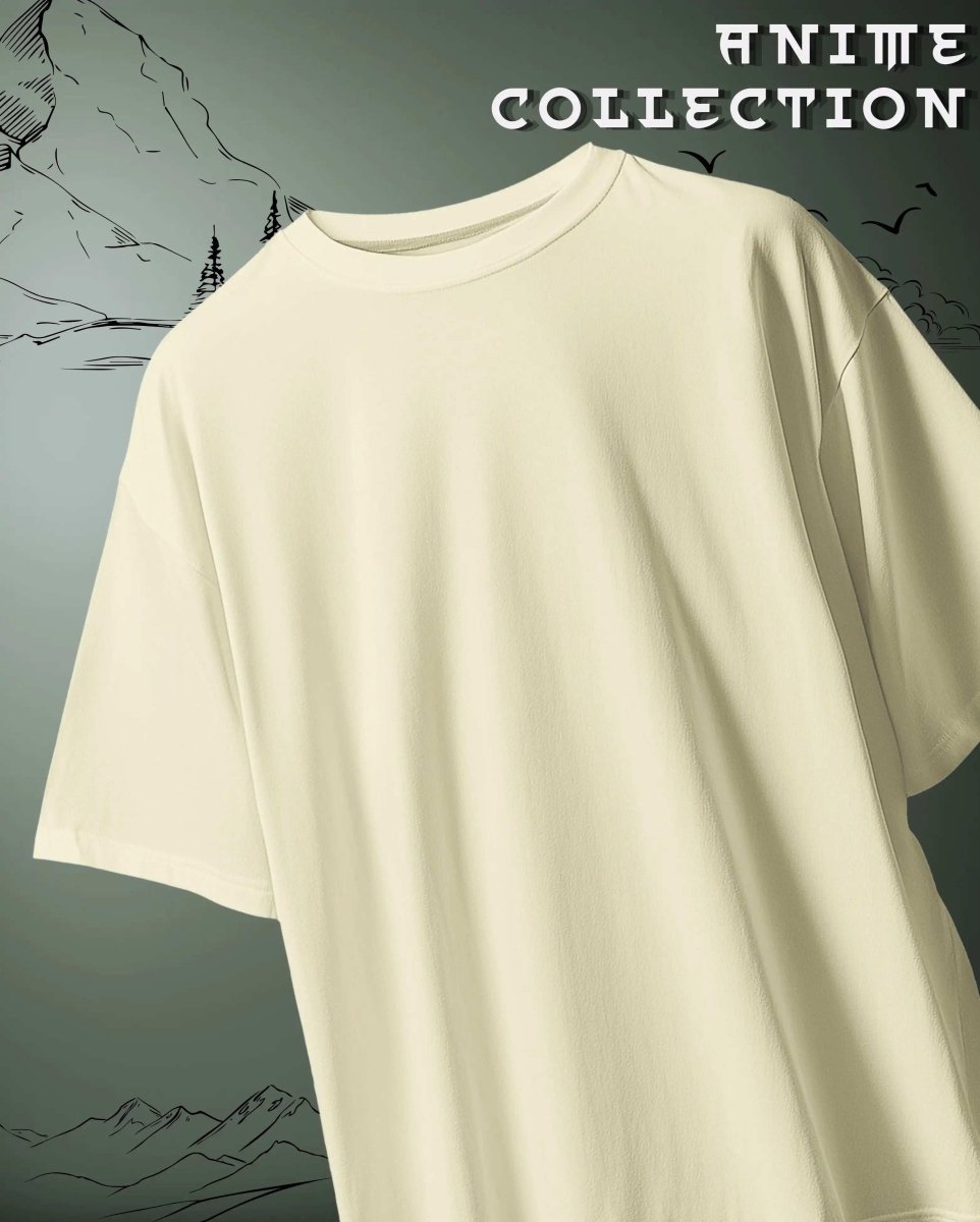 WEEBTOON beige Oversized Graphic Anime T-shirt from Anime Collection with loose fit and short sleeves