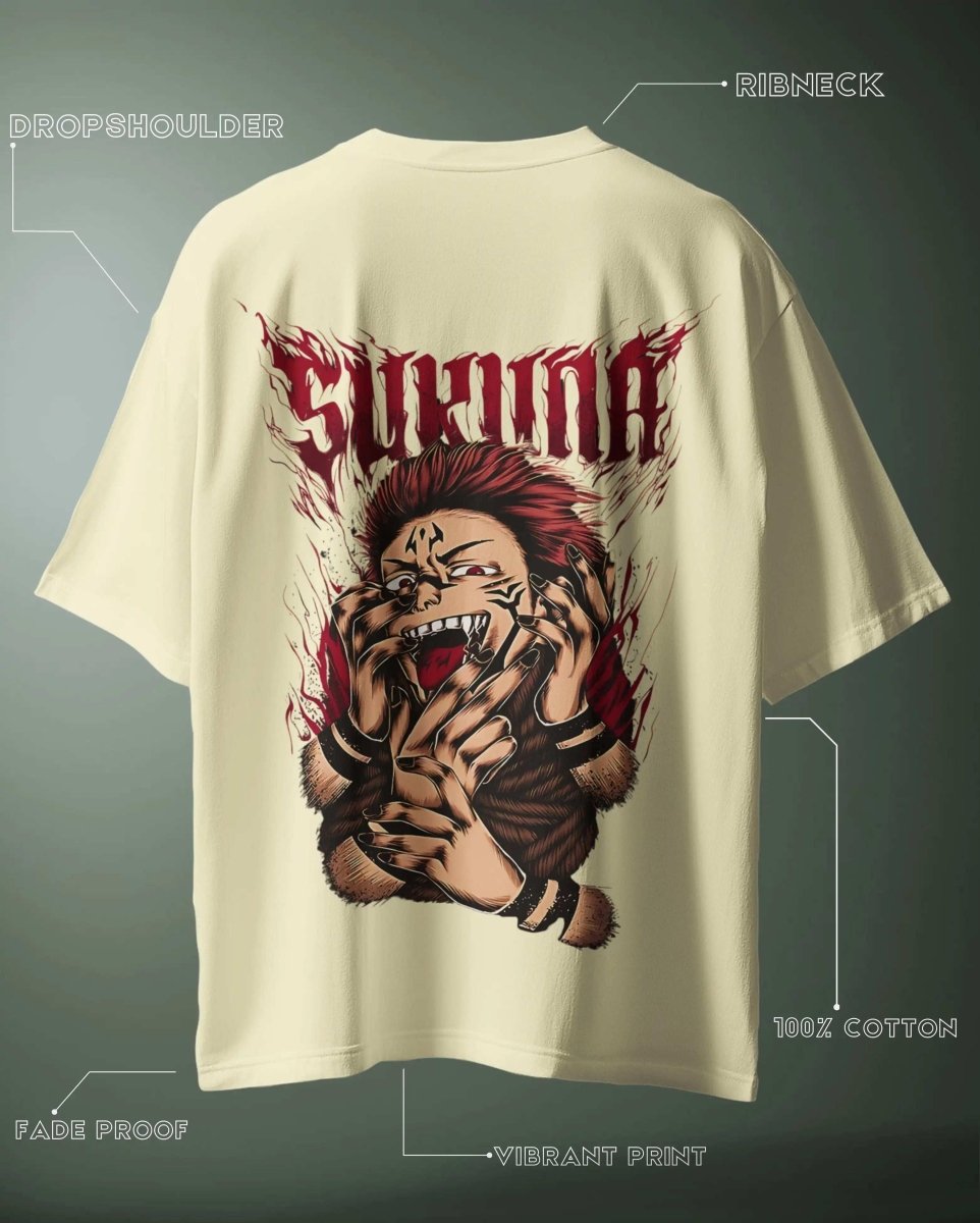 WEEBTOON oversized graphic anime T-shirt with vibrant print of fierce anime character on back
