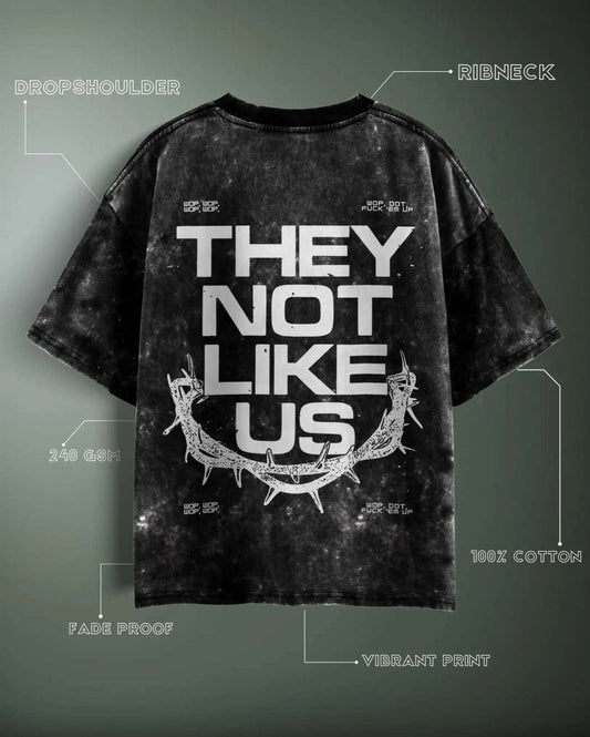 Kendric Lamar Acid Wash Oversized T-Shirt with they not like us print and dropshoulder design