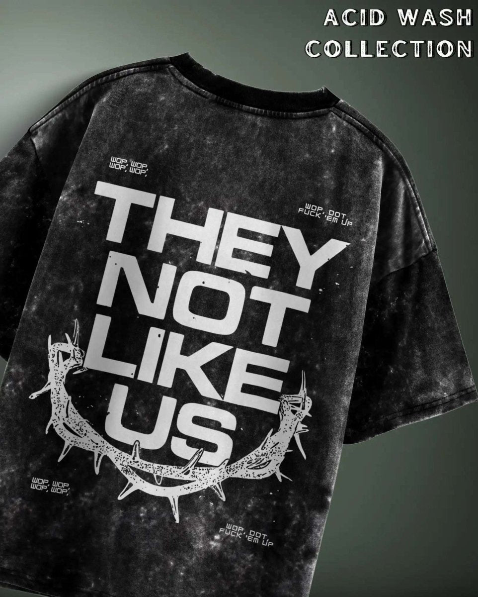 Kendric Lamar Acid Wash Oversized T-Shirt with They Not Like Us graphic and acid wash texture