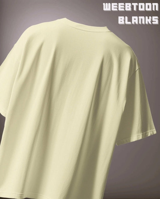 WEEBTOON Unisex Blank Oversized T-shirt in light beige shown from the back with a plain design