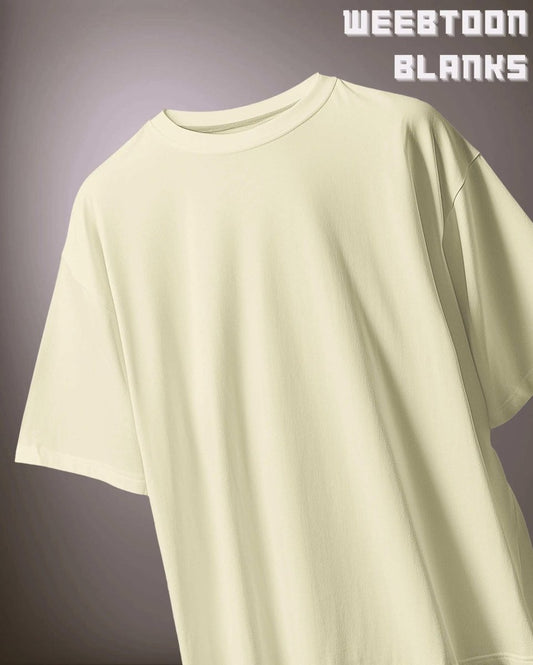 Unisex Blank Oversized T-shirt in light beige with a relaxed fit and short sleeves by WEEBTOON