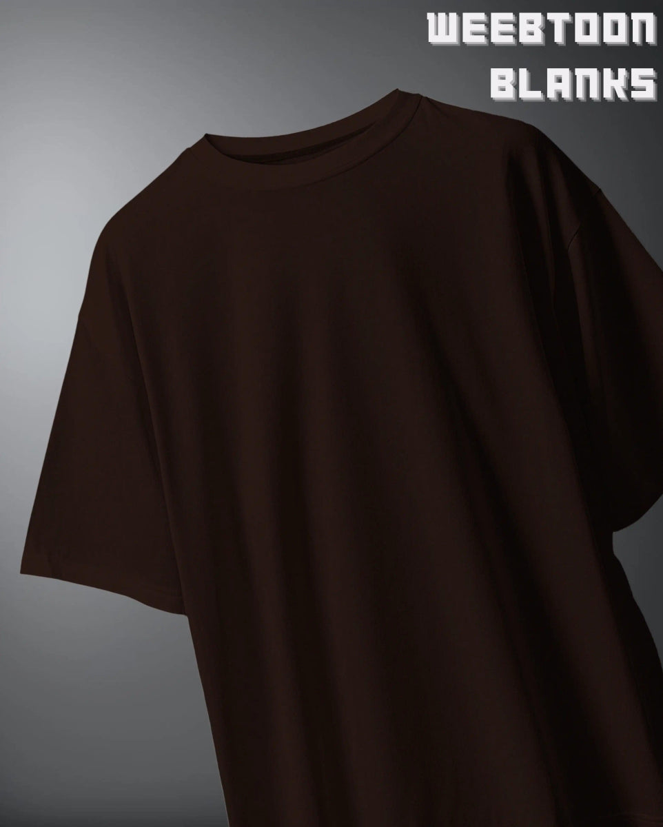 WEEBTOON black Unisex Blank Oversized T-shirt displayed on gray background with loose fit
