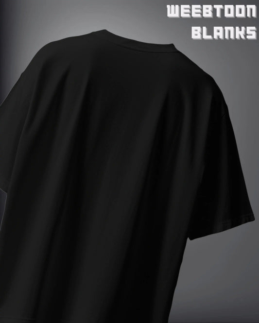 WEEBTOON black Unisex Blank Oversized T-shirt with plain design and relaxed fit
