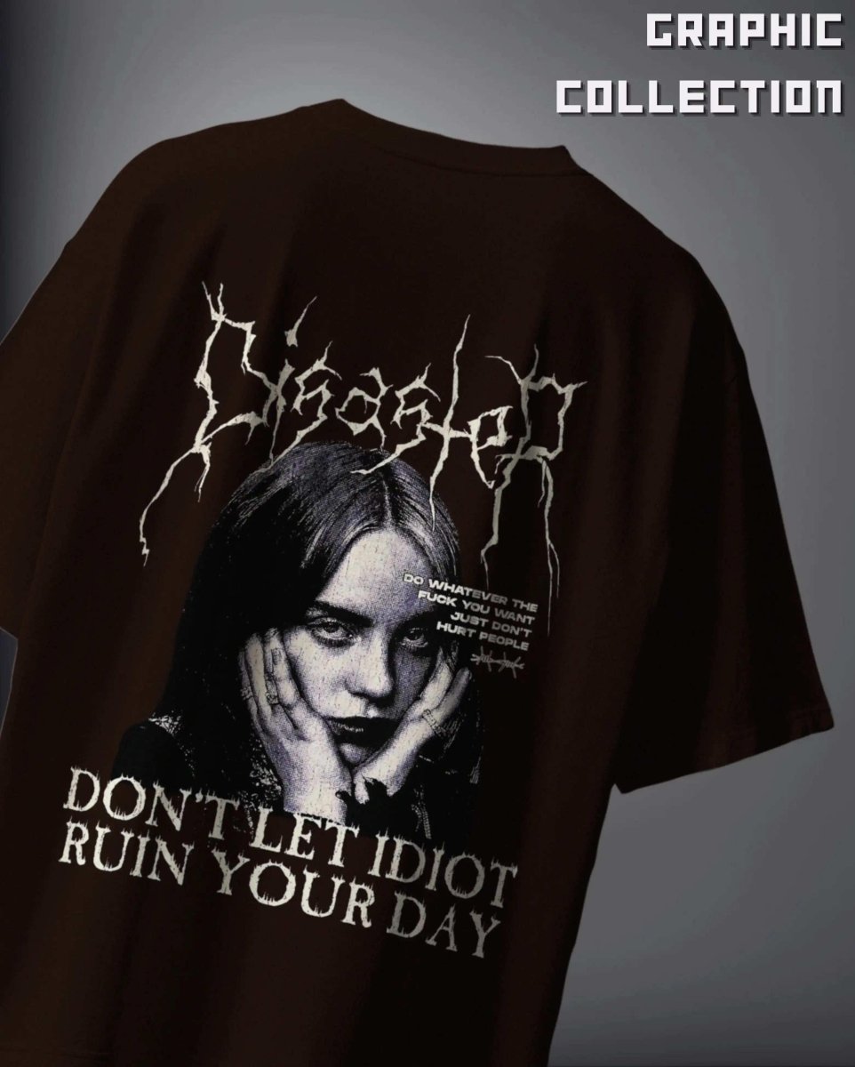 Billie Eilish Oversized T-shirt Dropshoulder with graphic print and bold text design in black