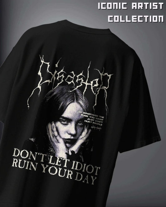 Black Billie Eilish Oversized T-shirt Dropshoulder with graphic print and text design
