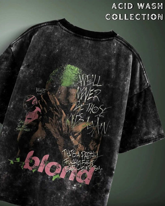 Frank Ocean Acid Wash Graphic Oversized T-Shirt with black and green artistic design and bold text print