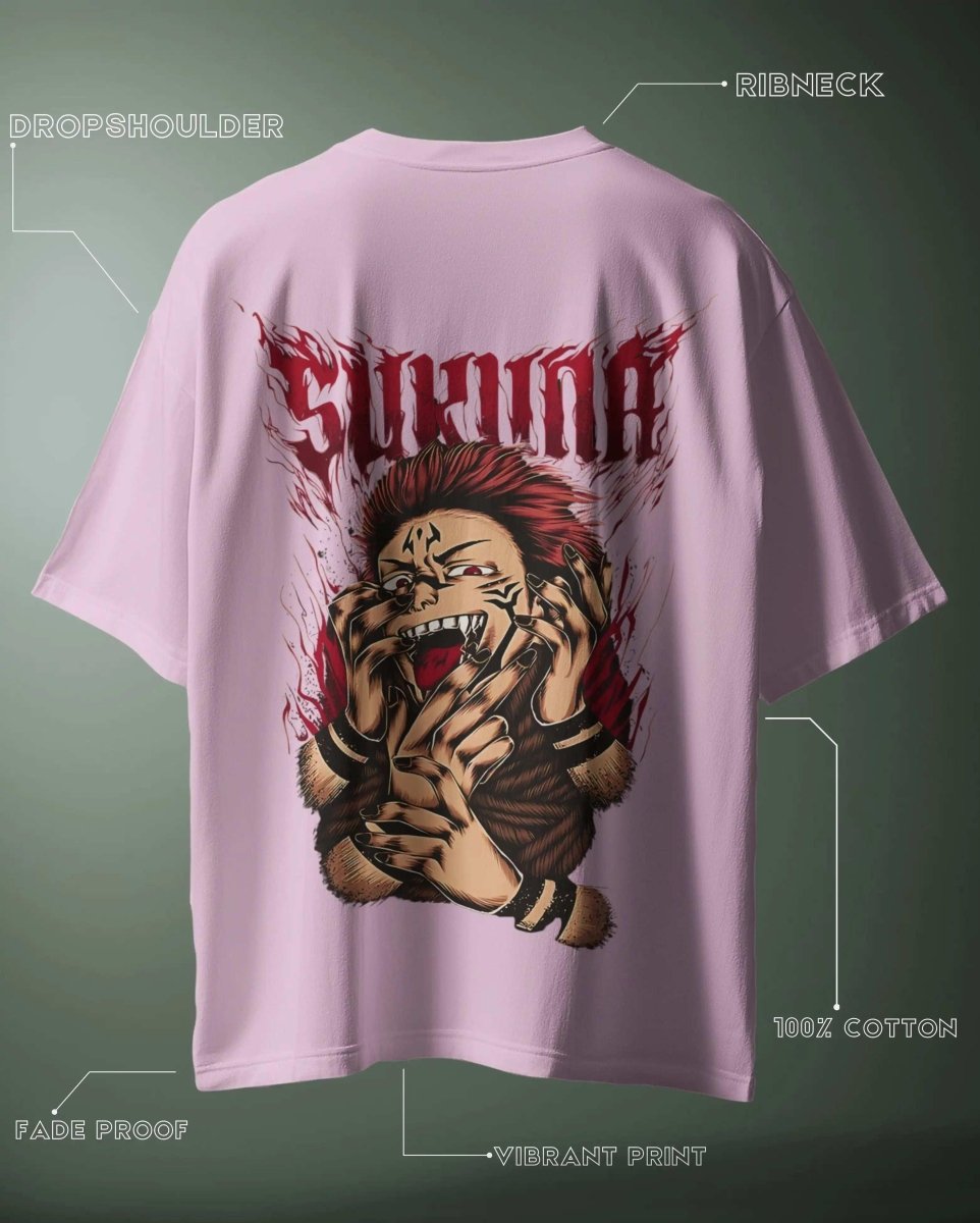 WEEBTOON oversized graphic anime T-shirt in pink featuring vibrant print of fierce anime character with drop shoulder and ribneck