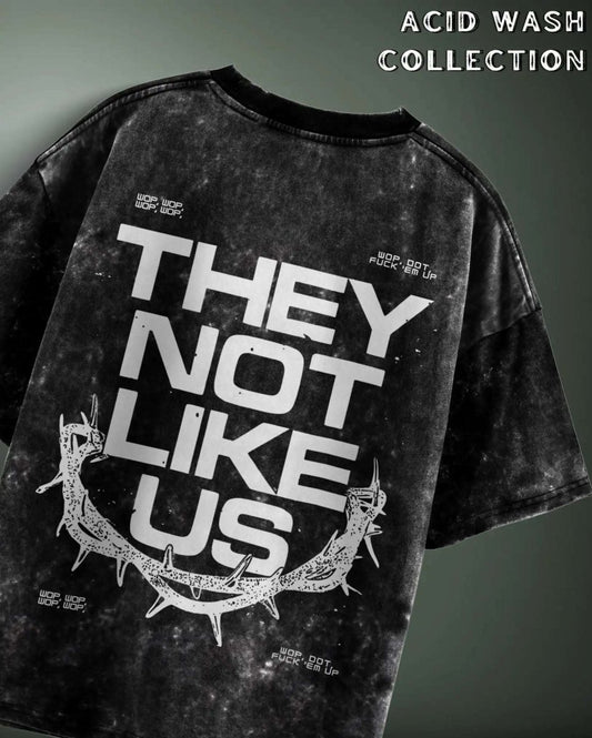 Kendric Lamar Acid Wash Oversized T-Shirt with They Not Like Us graphic and acid wash texture