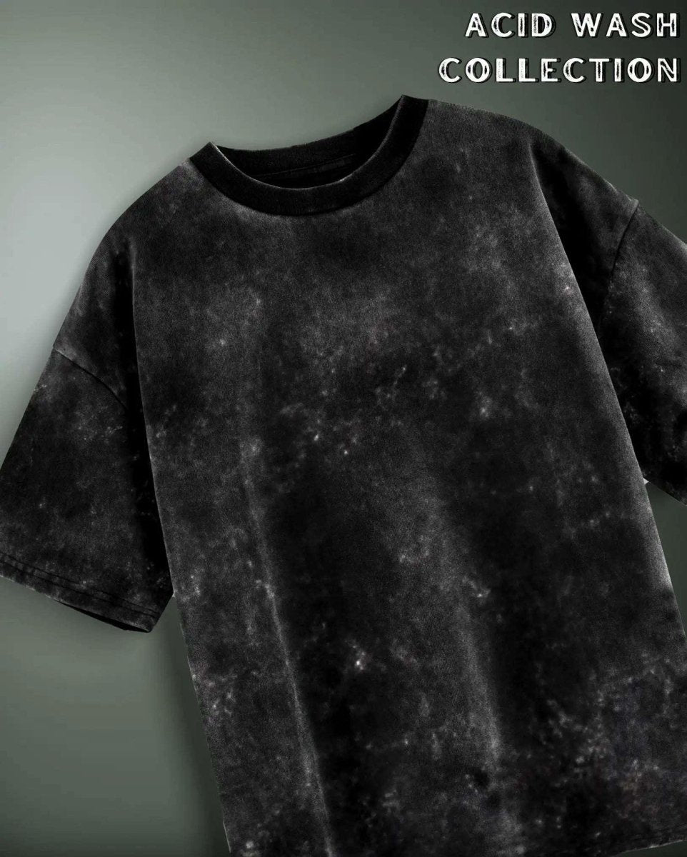 Travis Scott Acid Wash Oversized T-shirt in black acid wash style with short sleeves and crew neck