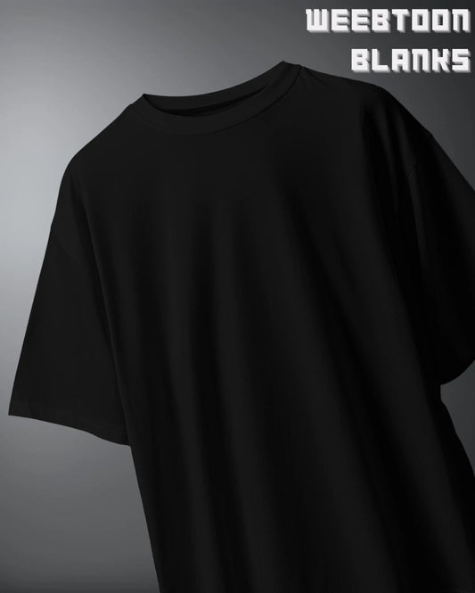 WEEBTOON Unisex Blank Oversized T-shirt in black with a relaxed fit and crew neckline